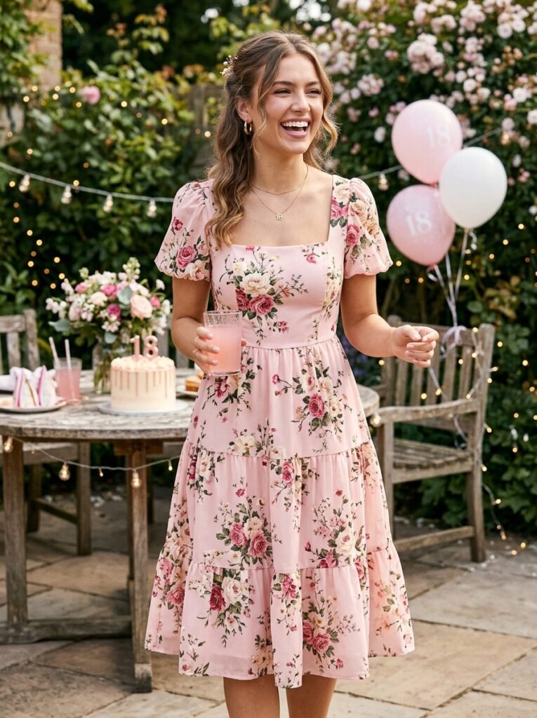 Pink Floral Birthday Dress