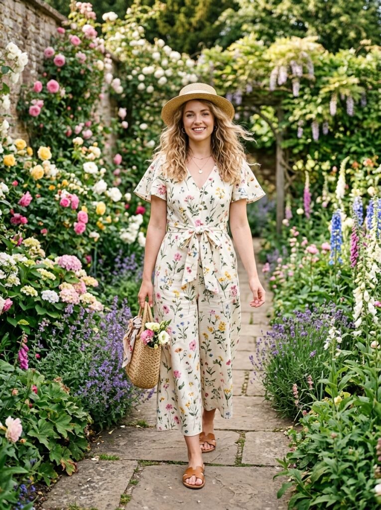 Pretty Summer Garden Jumpsuit Outfit