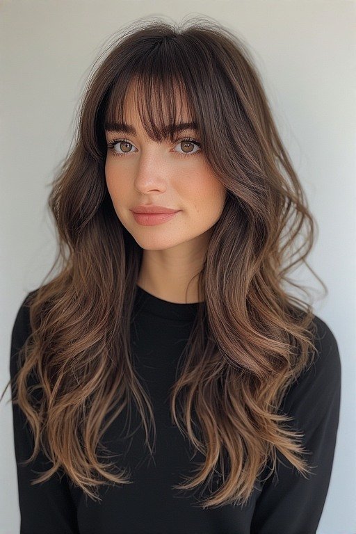 Romantic Curtain Bangs with Long hairstyle