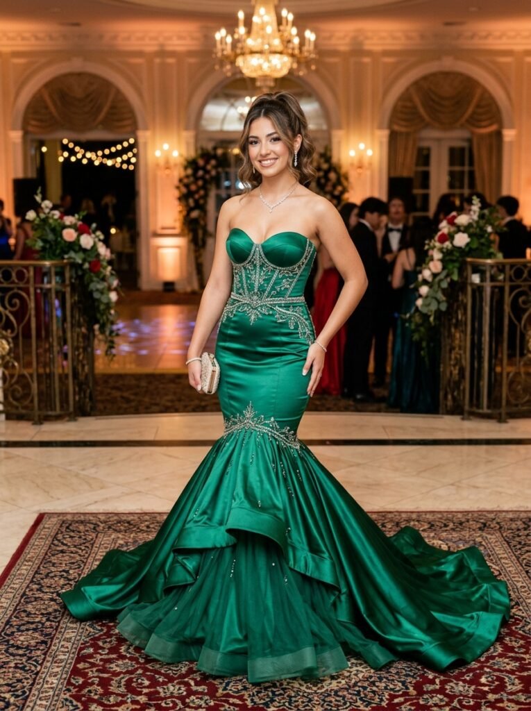 Satin Mermaid Prom Gown