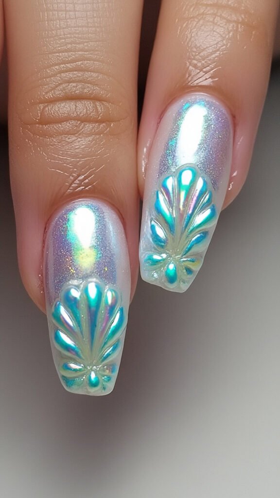 Shell Texture Nails Art