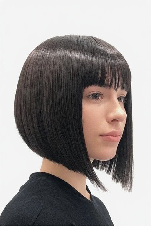 Sleek Jaw Length Bob with Shar hairstyle