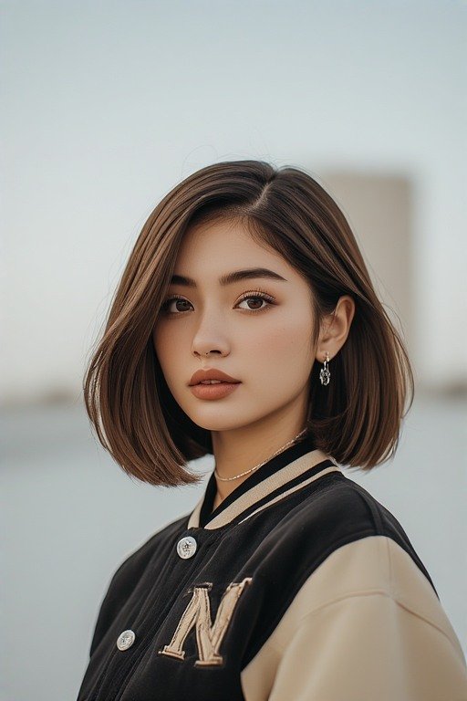 Sleek Side Part Varsity Bob