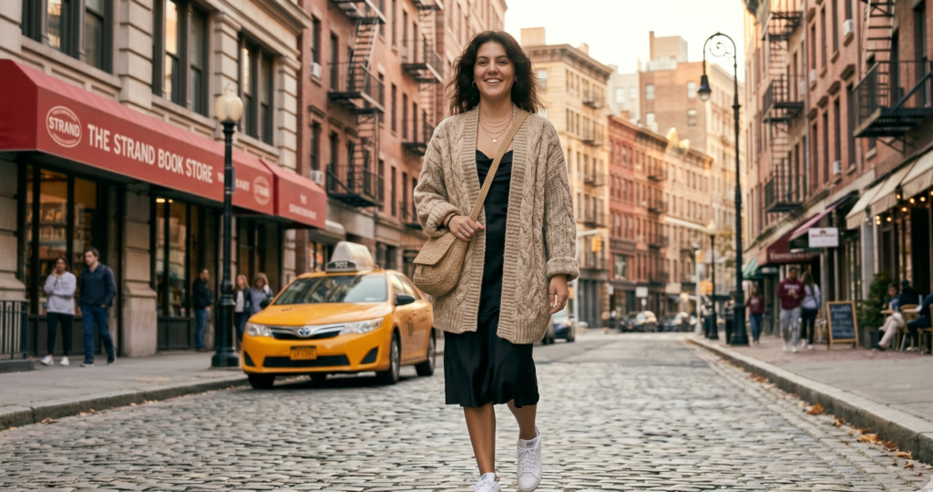 Slip Dress + Cozy Knit Cardigan