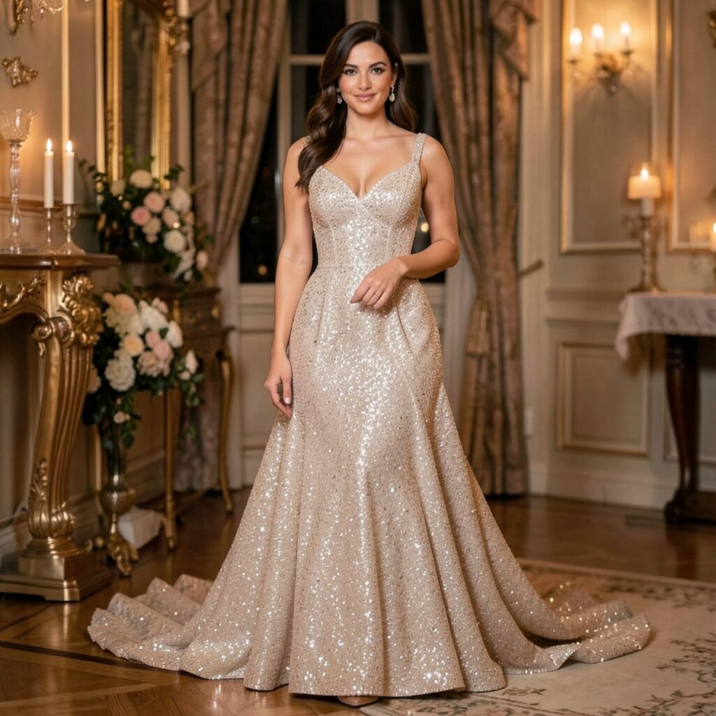 Sparkling Champagne Evening Gown