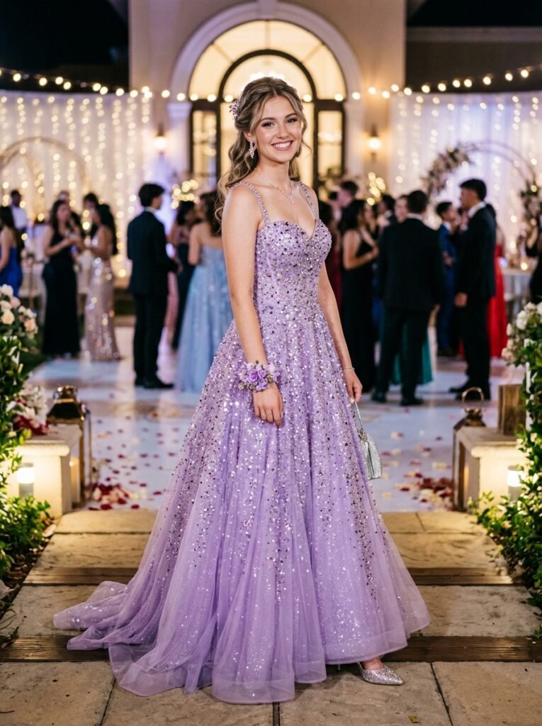 Sparkling Lavender Prom Dress