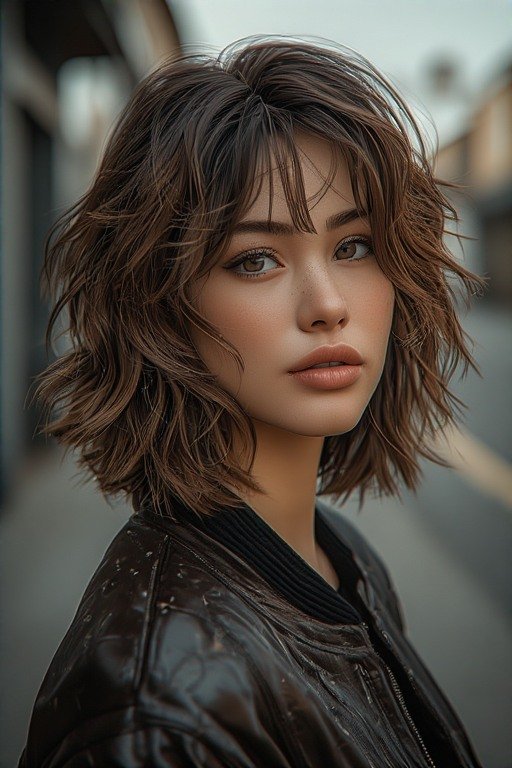 Textured Varsity Bob with Choppy Layers