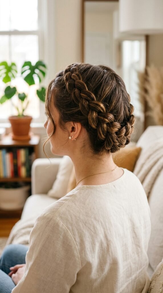 The Braided Halo Updo Hairstyle