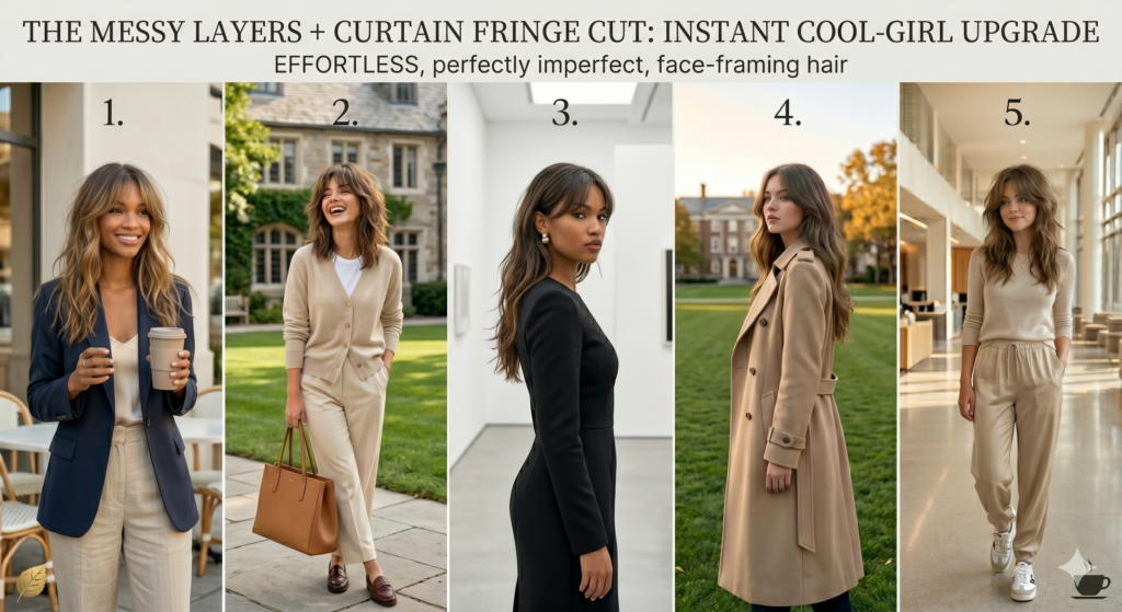 The Messy Layers Curtain Fringe hairstyle