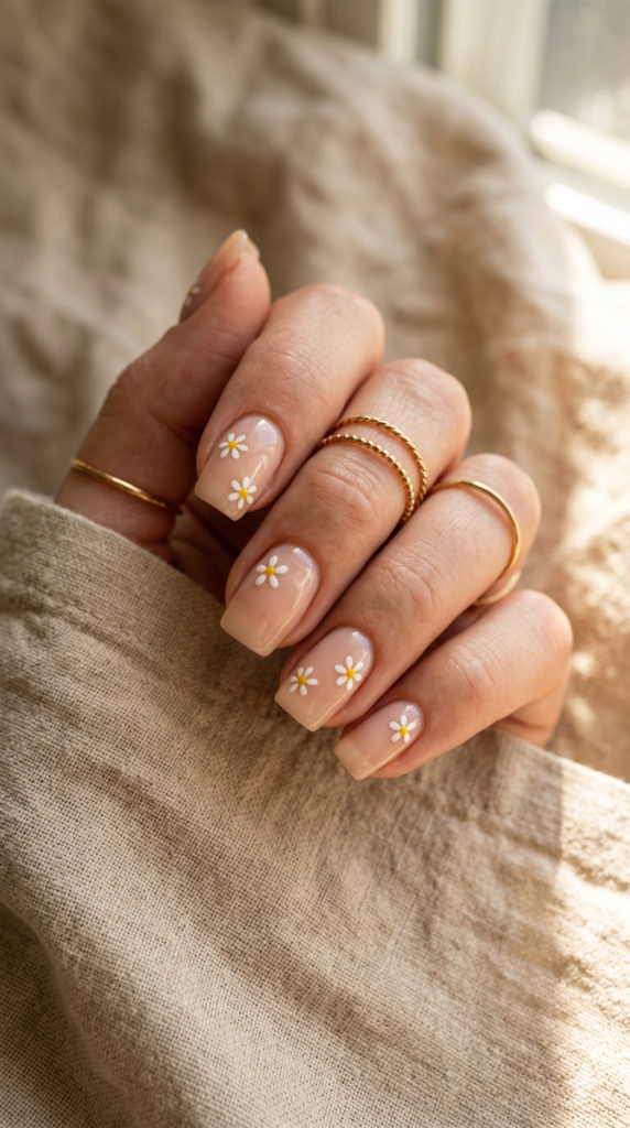 The Minimalist Naked Daisy Nail Art