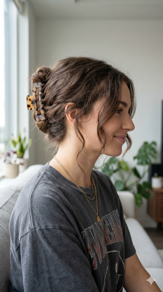 The Perfectly Polished-Low Claw Clip Twist heir style