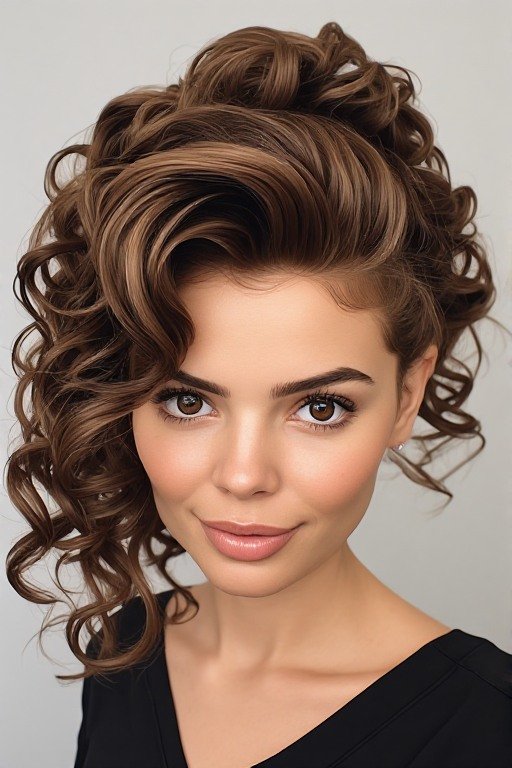 The Slicked Front Curly Puff Hairstyle