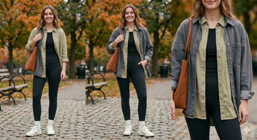 The Smart Casual Look Oversized Button Down Leggings 