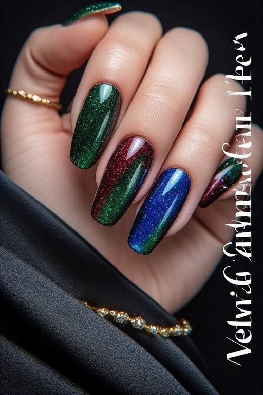 Velvet Cat Eye Shimmer Nail Art