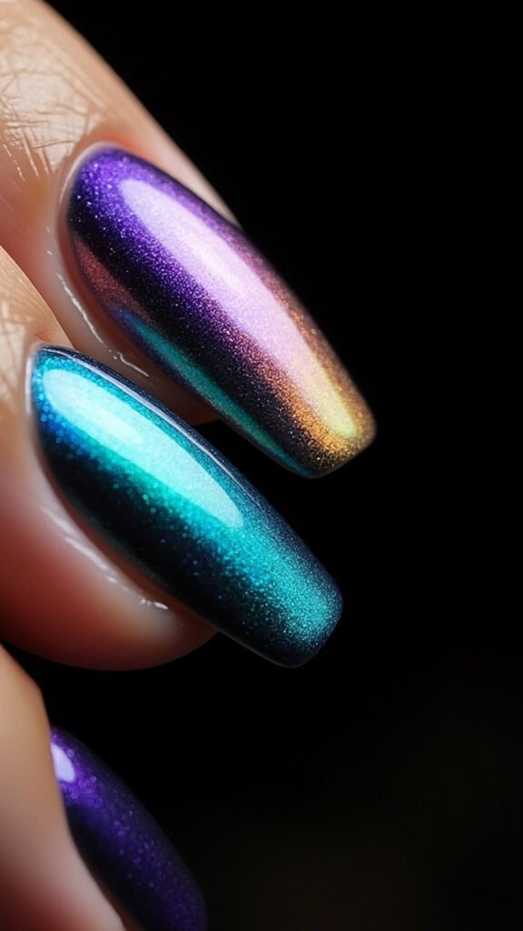 Velvet Cat Eye Shimmer Nail Art