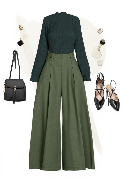 Wide-Leg Trousers + Fitted Top Outfit