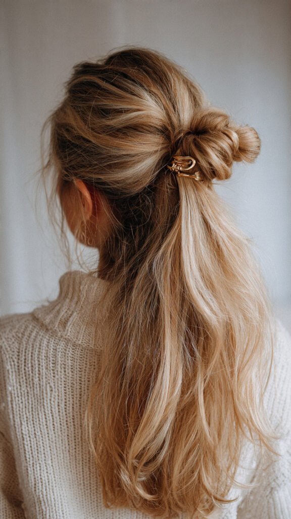 half-up-claw-clip-bun-hairstyle-
