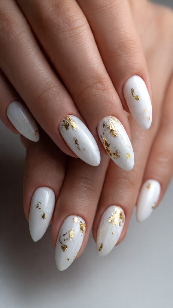 milky-white-nails-with-gold-foil