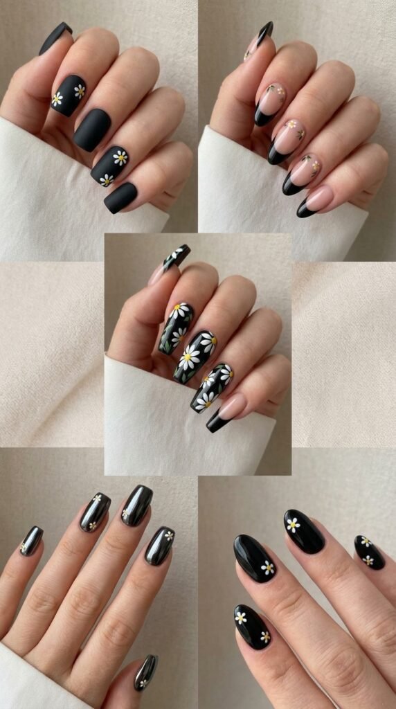 5 Black Daisy Whisper Nails That Look Chic and Trendy