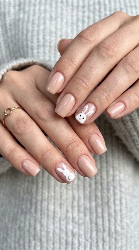 5 Luxury Minimal Easter Bunny Nails for a Chic Spring Look