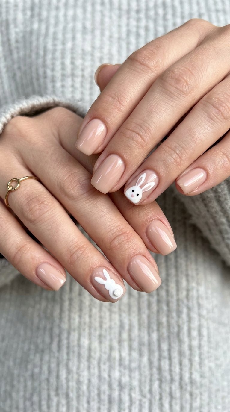 5 Luxury Minimal Easter Bunny Nails for a Chic Spring Look