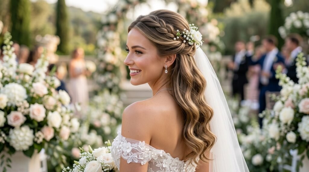 5 Stunning Half Up Half Down Bridal Glow Hairstyles for a Dream Wedding Look