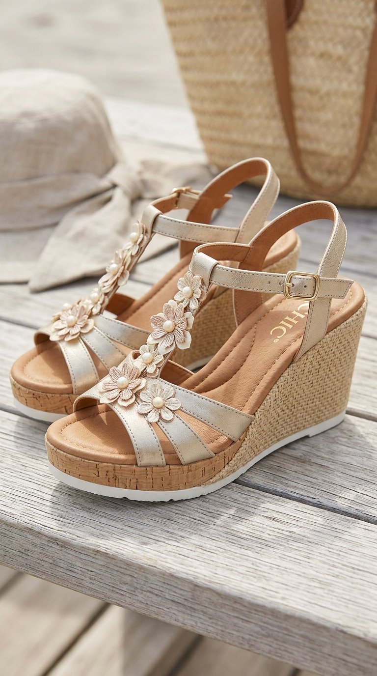 7Chic-Metallic-Floral-Pearl-Wedge-Sandals