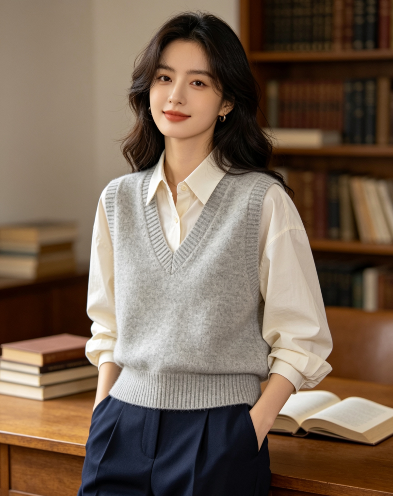  Academic Chic with a Sweater Vest and Oversized Button-Down