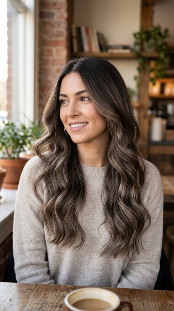 Ash Chocolate Brown Balayage Hair colour