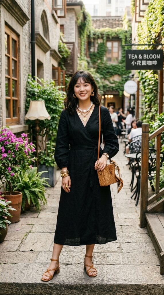 Black Dress and Statement Accessories Outfit Inspo