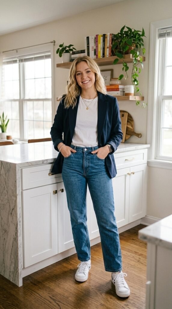 Blazer and Straight-Leg Jeans Outfit Inspo