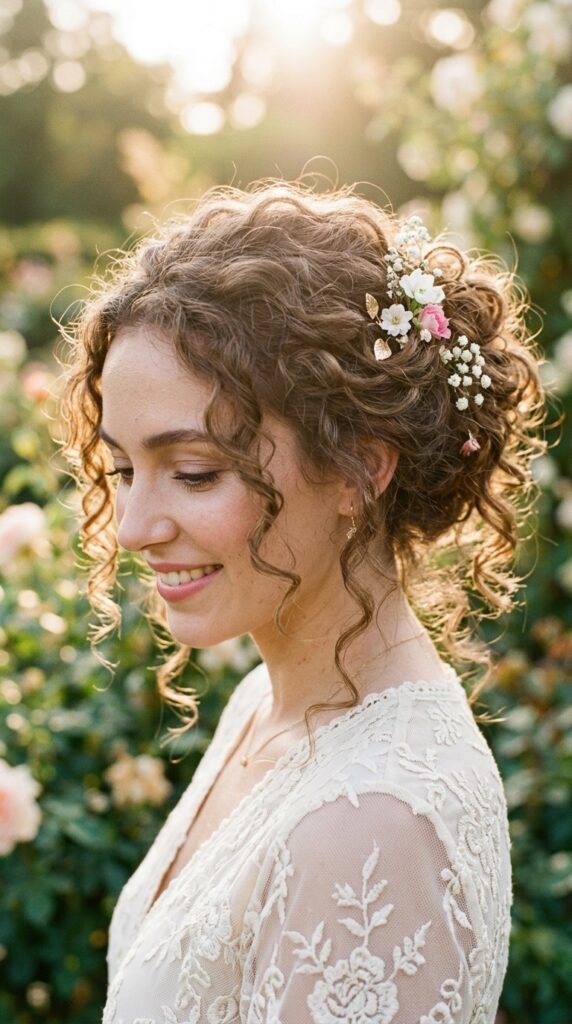 Braided Romantic Curly Updo Hairstyle