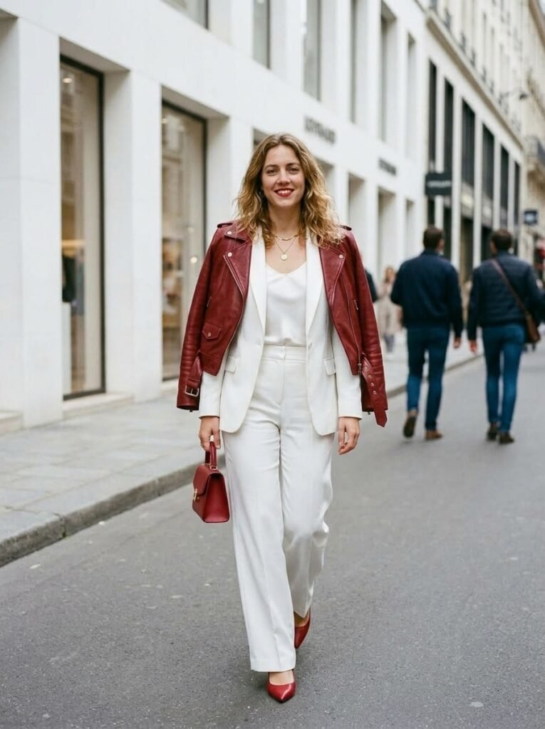 Cherry Red Accessories With Monochrome White