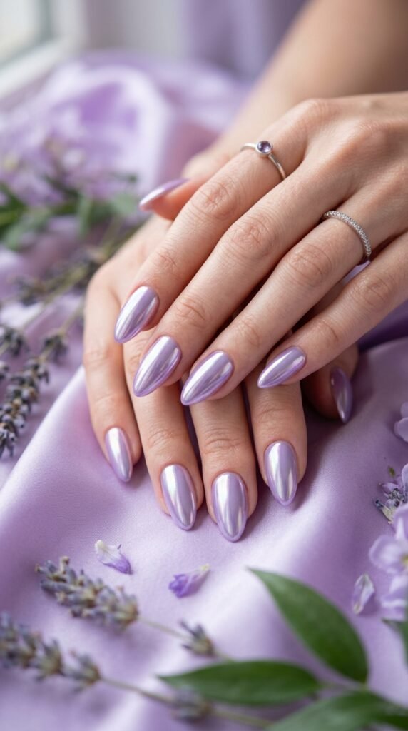 Chrome Lavender Haze Nails
