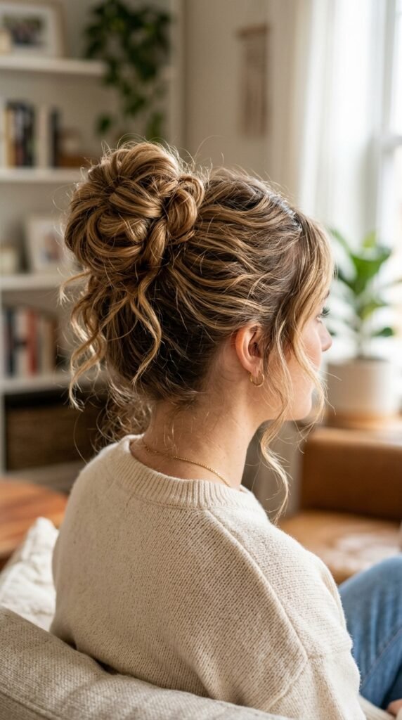 Cinnamon Twist Messy Bun Hairstyle