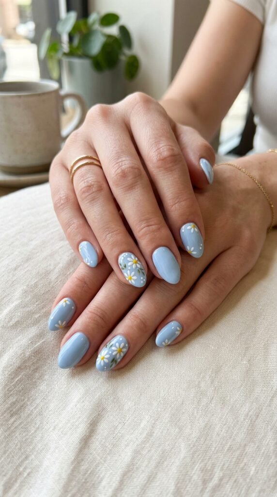 Cloud Baby Blue Nails Art