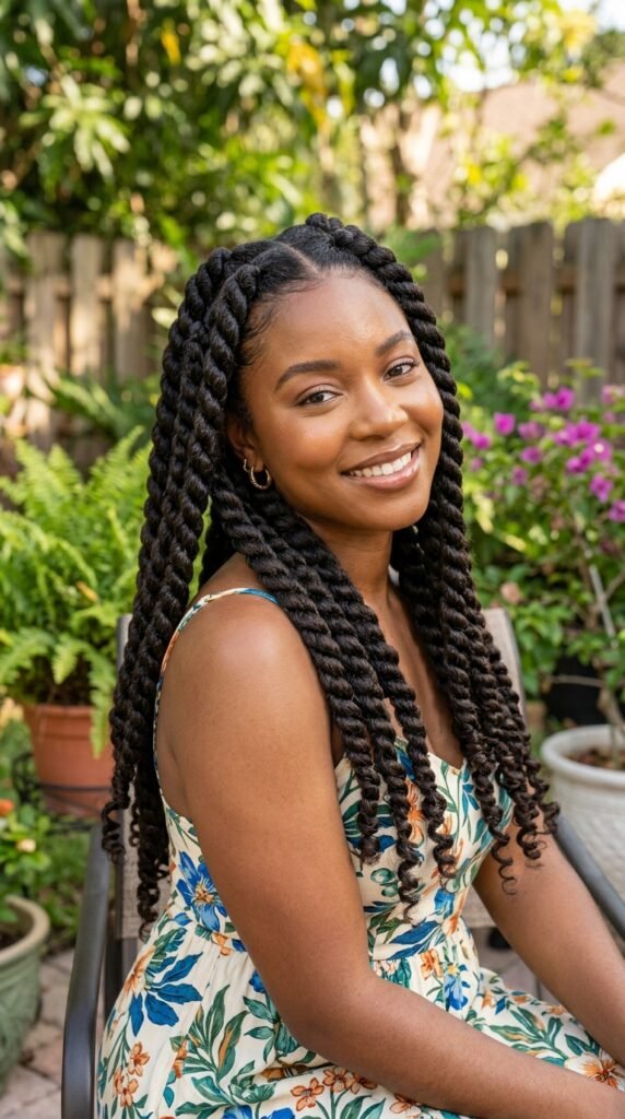 Coconut Cream Jumbo Twists Hairstyle