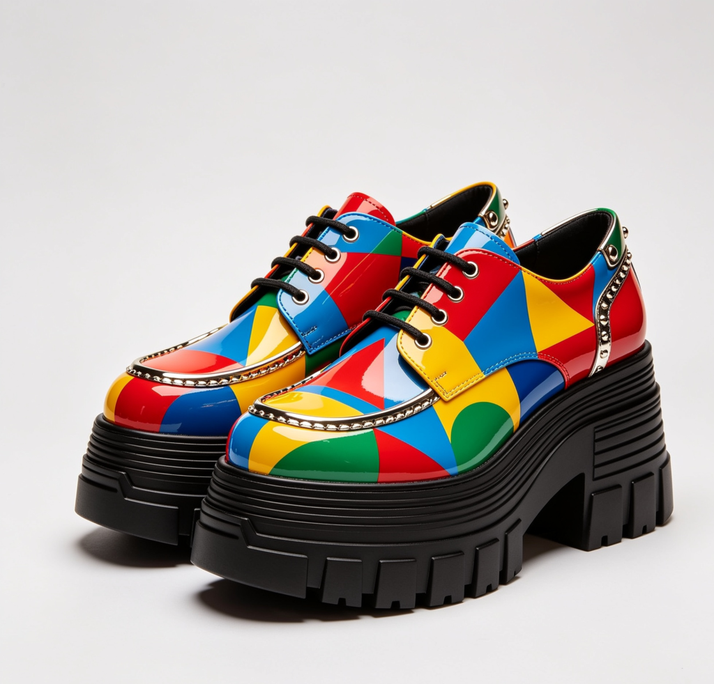 Colorful Geometric Pattern Platform Shoes
