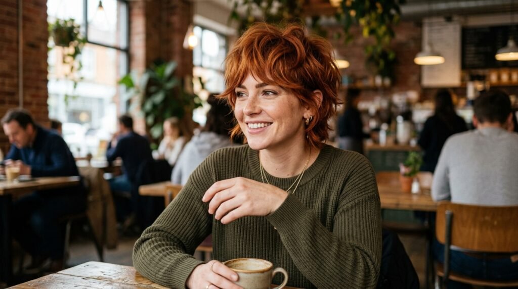 Copper Pixie Shag Hairstyle