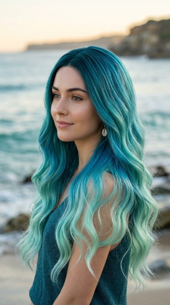 Curly Ocean Blue Glam Wig Hairstyle