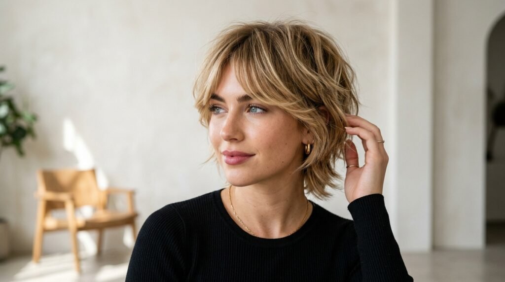 Curtain Bangs Pixie Shag Hairstyle