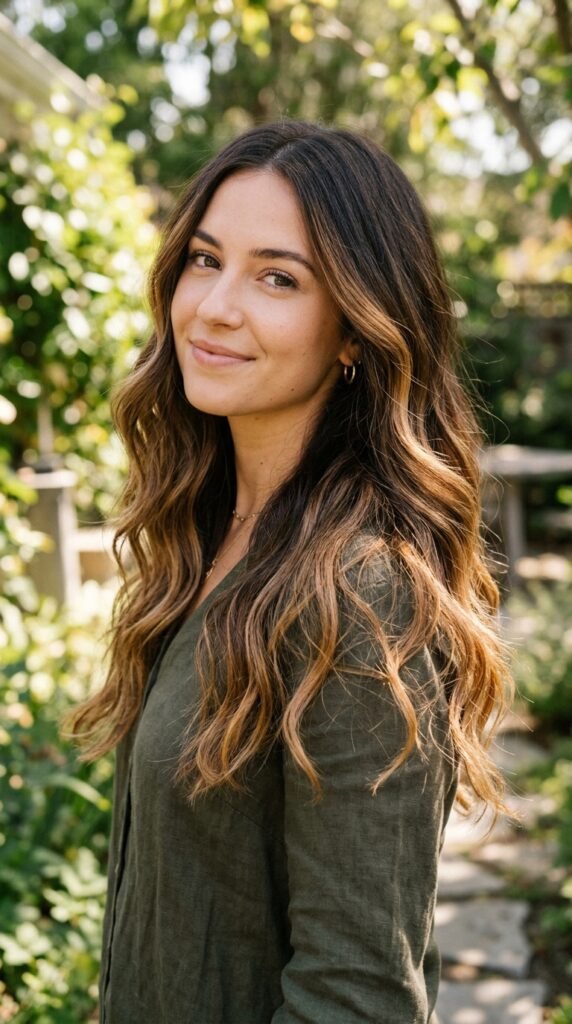 Dark Chocolate Balayage With Caramel Ends Hair colour