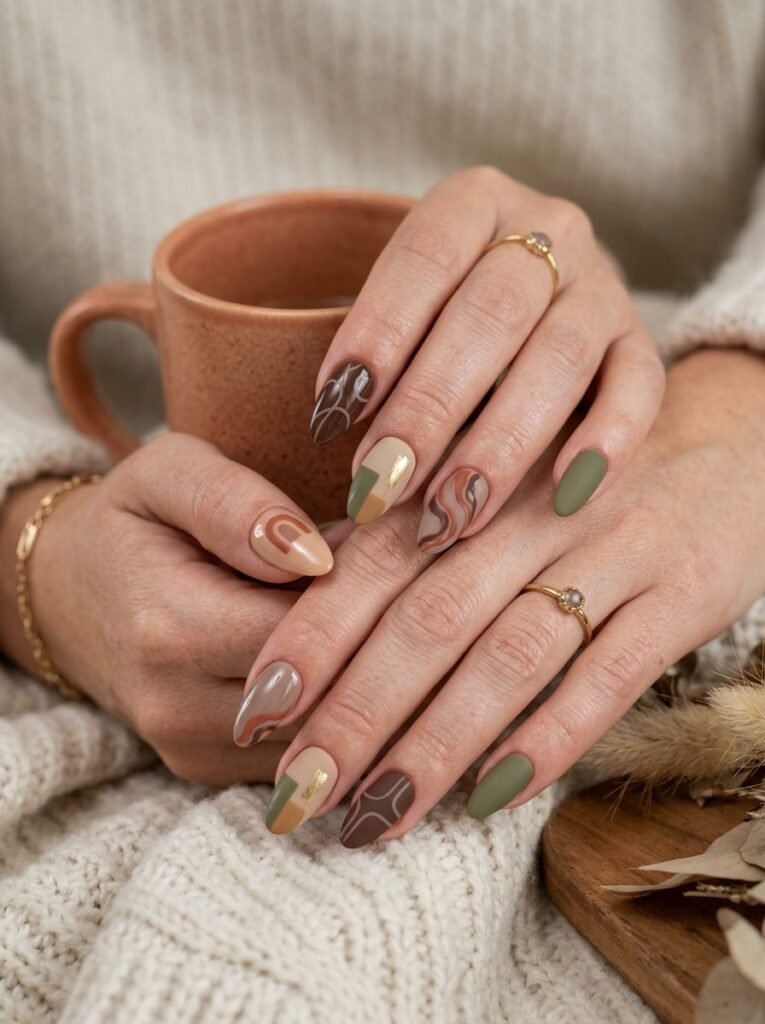 Earth Tones Nail Art Design 2026