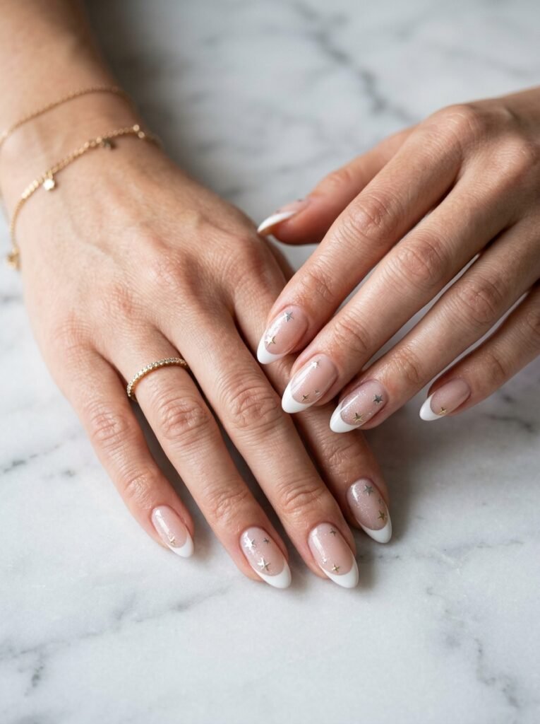 French Tips with Tiny Stars