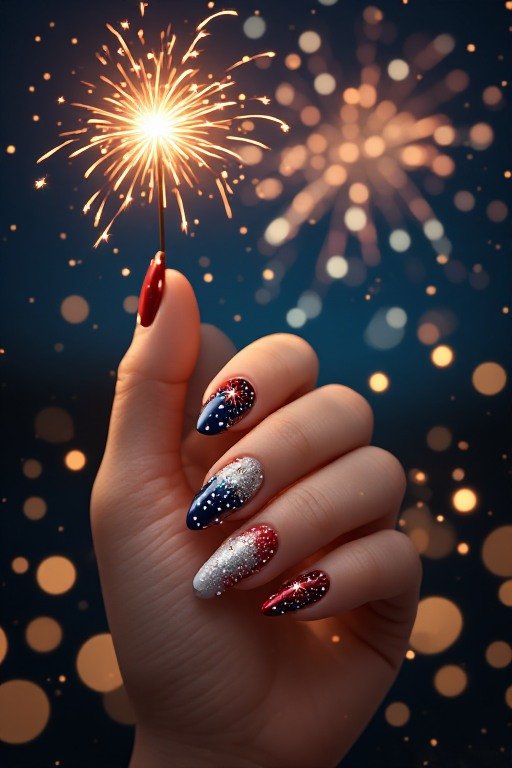 Firework-Inspired Nail Art