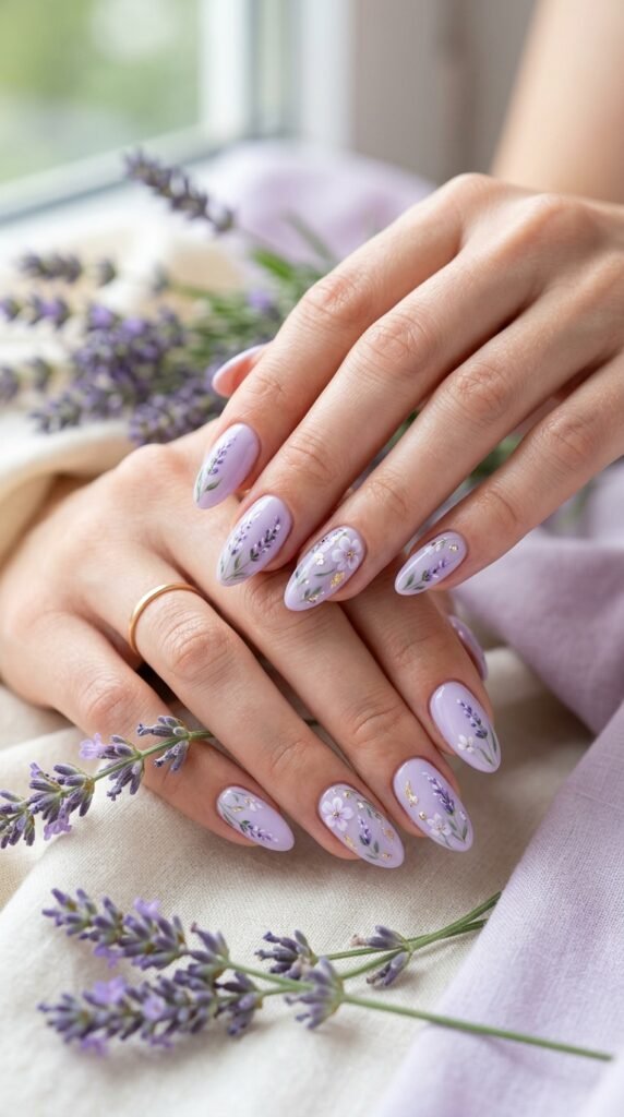 Floral Lavender Nail Art
