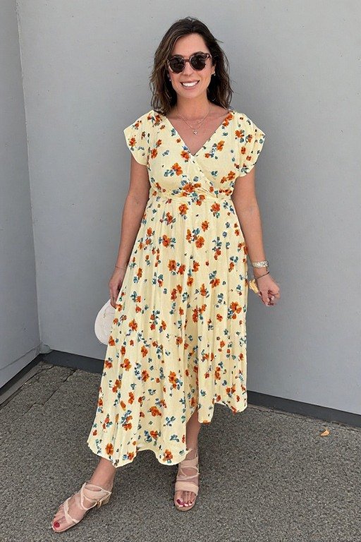 Floral Midi Dress Summer Outfit