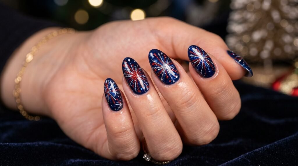 Glitter Fireworks Nails