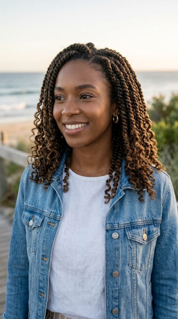 Golden Sunset Island Twists Hairstyle