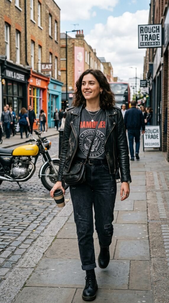 Graphic-Tee-with-a-Leather-Jacket
